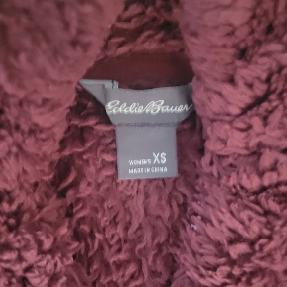 Eddie Bauer XS Plum Sherpa Quarter Zip Fleece Pullover Cozy Outdoor EUC - Picture 2 of 4
